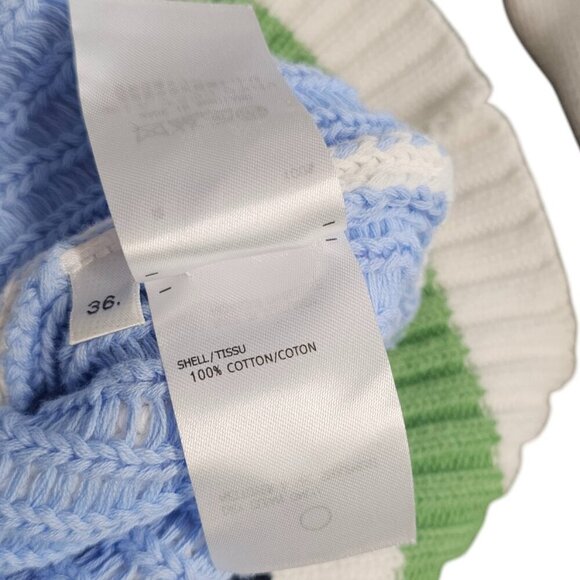 Thom Browne Womens V-Neck Whale Knit Cotton Sweater, Striped, Size 36 - Picture 7 of 11